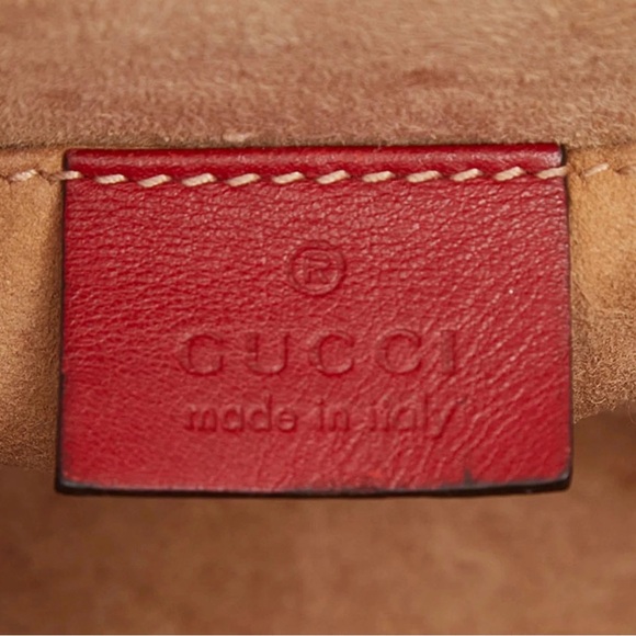 Gucci♥️ Red padlock Leather Pearl & Gold Stud Chain Crossbody Bag - Picture 8 of 11